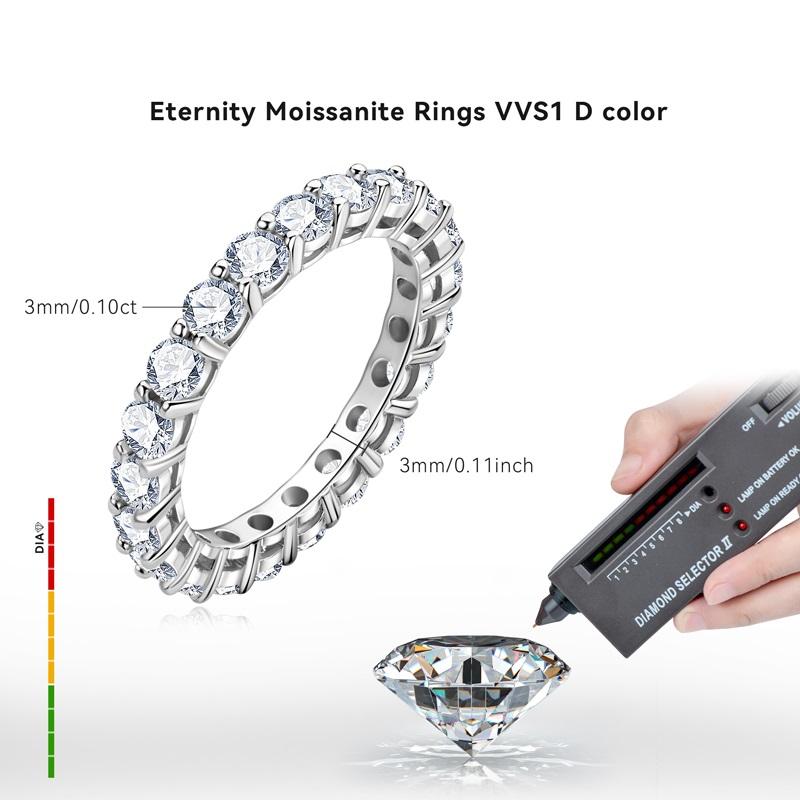 Engagement Couple Iced Selling Romantic Fashion Jewelry 3mm 0.10ct VVS1 Moissanite Eternity Band Ring Sterling Silver Men Women