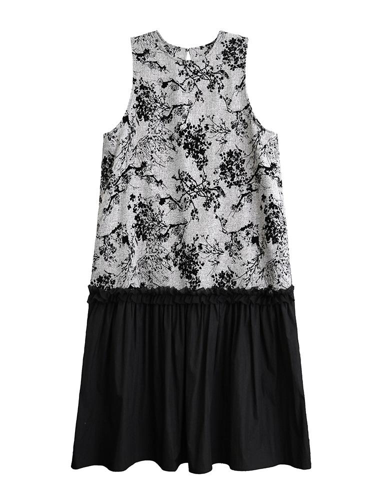 Xitao Jacquard Patchwork Kleid mit essbarem Baumpilz GMM1289