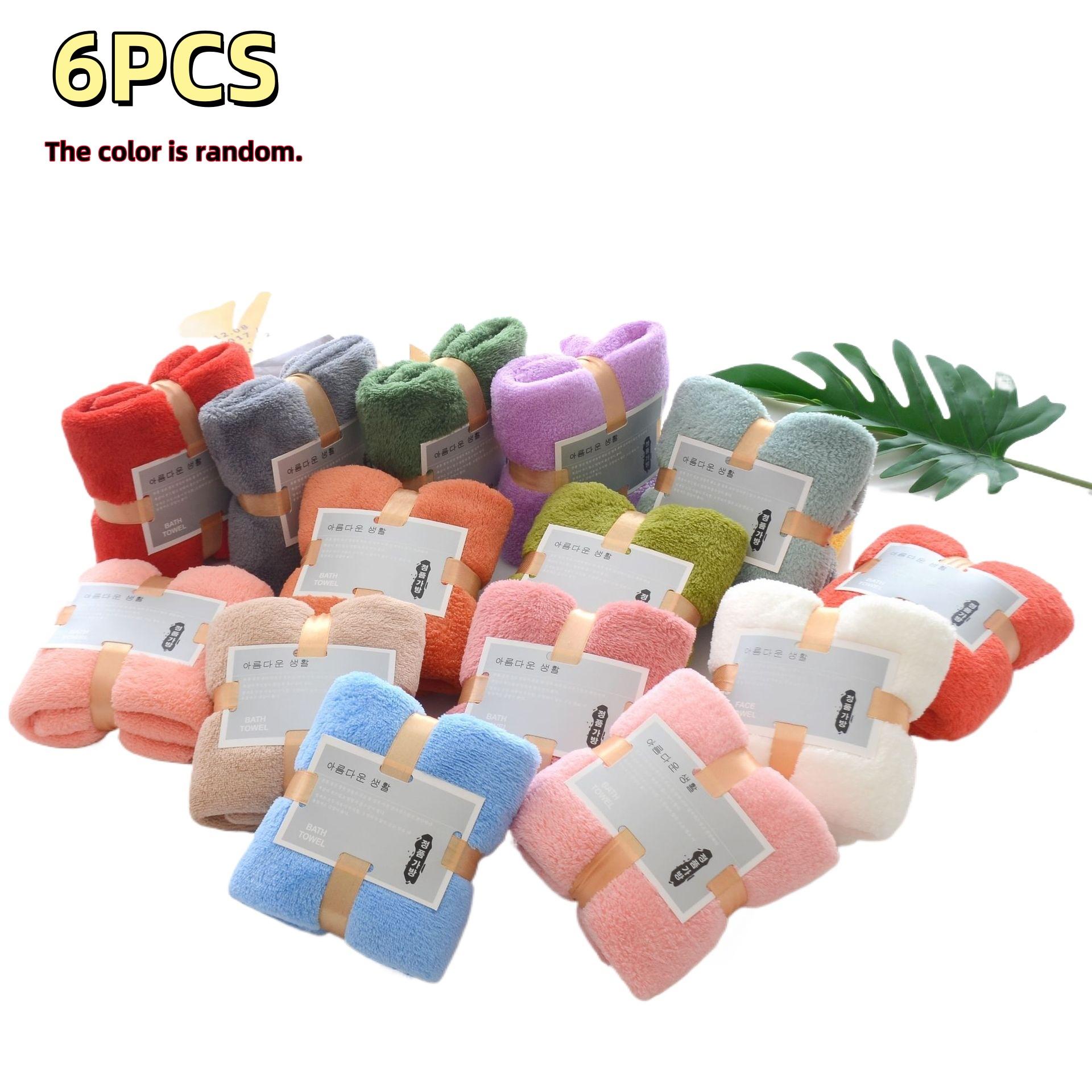 

3/6 шт. Случайный цвет Рождественское полотенце в подарок Утолщенное Нелиняющее полотенце из кораллового велюра Высококачественное Многоцветное Взрослое полотенце для лица Идеально для Хэл