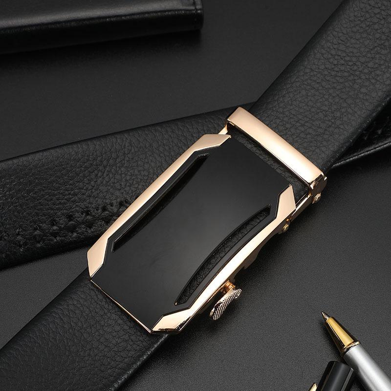 Men'S Belt Men'S Soft Leather Automatic Buckle Student Belt Middle-Aged And Young Leisure Business Belt Trendy Leather