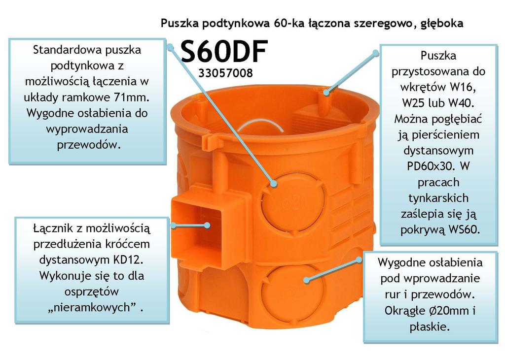 Installation Box Pk.60 Jointing Deep (057-24) Simet Orange S60Df