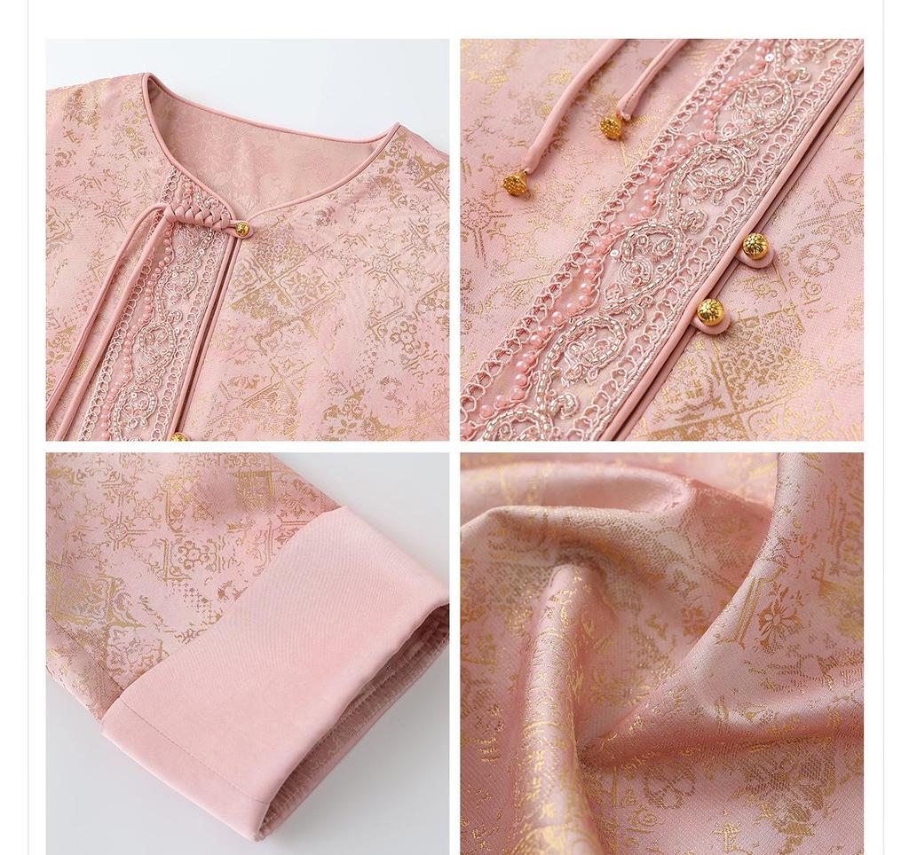 Elegant Jacquard Embroidered Jacket & Skirt Set - Women's Chinese Style P0136