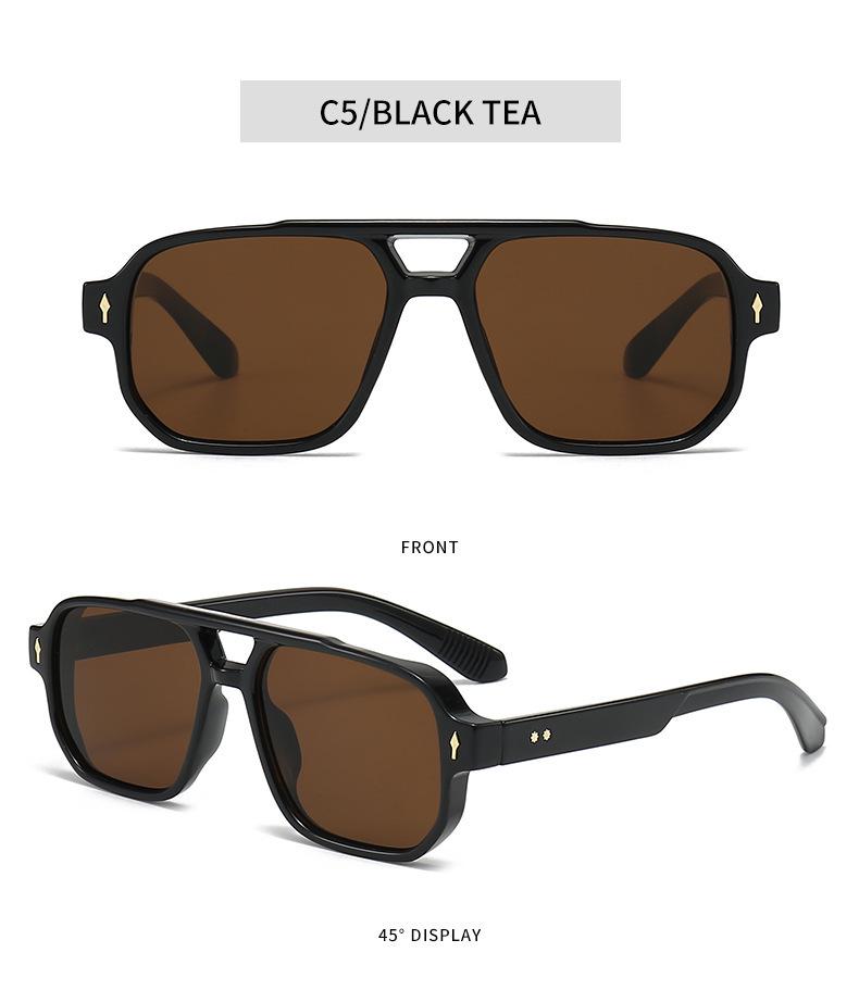 New European and American Retro Double-Beam Men's Square Sunglasses - Fashionable for Driving and Business