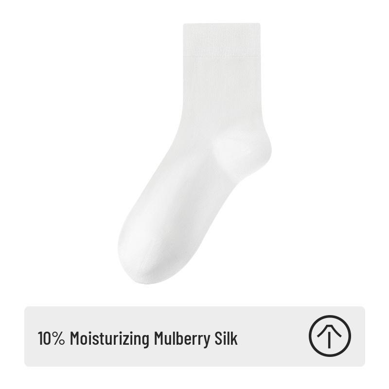 Women's Mid-Calf Mulberry Silk Maternity Socks - Antibacterial, Deodorant, Solid Color, Four Seasons Style