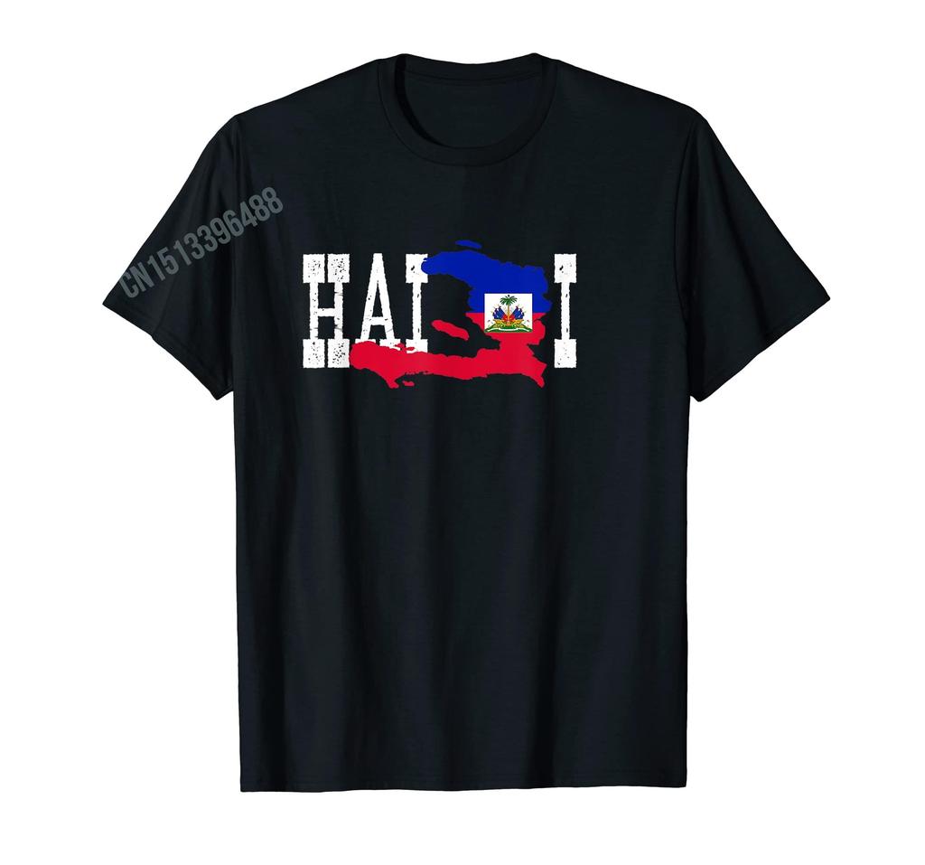 ZX More Design Haiti Proud Haitian Flag Map Pride Vintage TShirt For Men Women T Shirt Hip Hop Tops Cotton Tees
