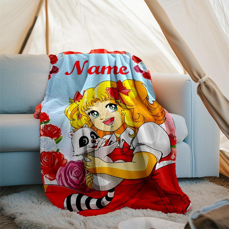 Personalized Custom Name Blanket - Candy Candy Print Design,Blanket for Sofa,Bed,Travel,Camping - Soft and Warm, Great Gift