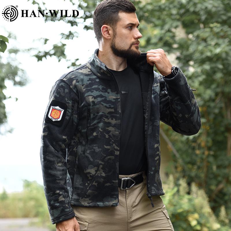 Hanye Men's Tactical Fleece Windbreaker with Stand-Up Collar for City Commuting