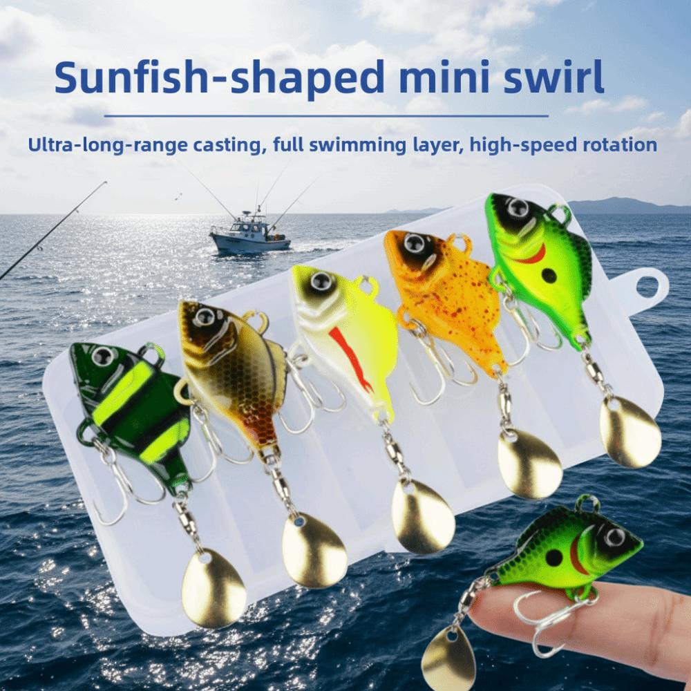 5pcs Rotating Glitter Fishing Lures Kit Vibration Bait Fishing Lures Hooks Beach Boat Fishing