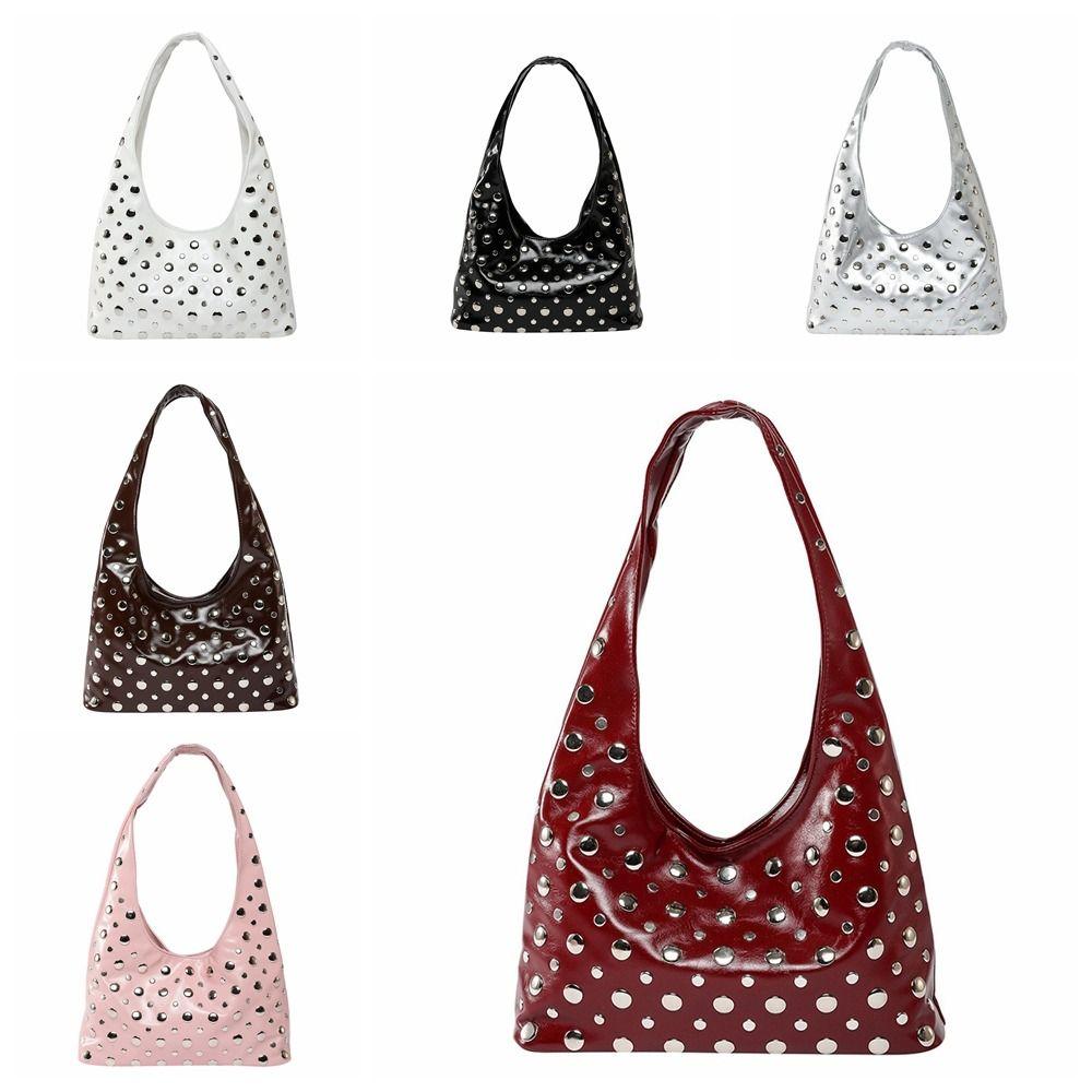 Spicy Girl Rivet Shoulder Bag Metal Stud Bucket Bag Casual Y2k Underarm Bag  Girl