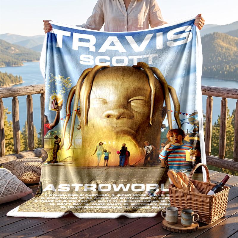 Warm Flannel Throw Blanket,Travis Scott Lightweight Cozy Blanket For Bed Sofa And Daily Use