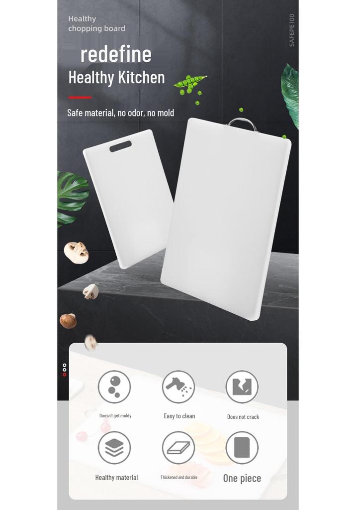 Thickened PE Plastic Cutting Board with Hook for Fruit, Vegetables, and Baby Food.