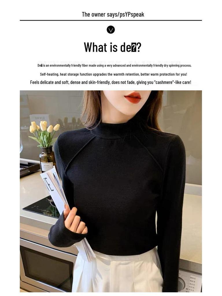 2025 Autumn/Winter Women's German Velvet Thermal Double-Sided Fleece Turtleneck Base Layer Top