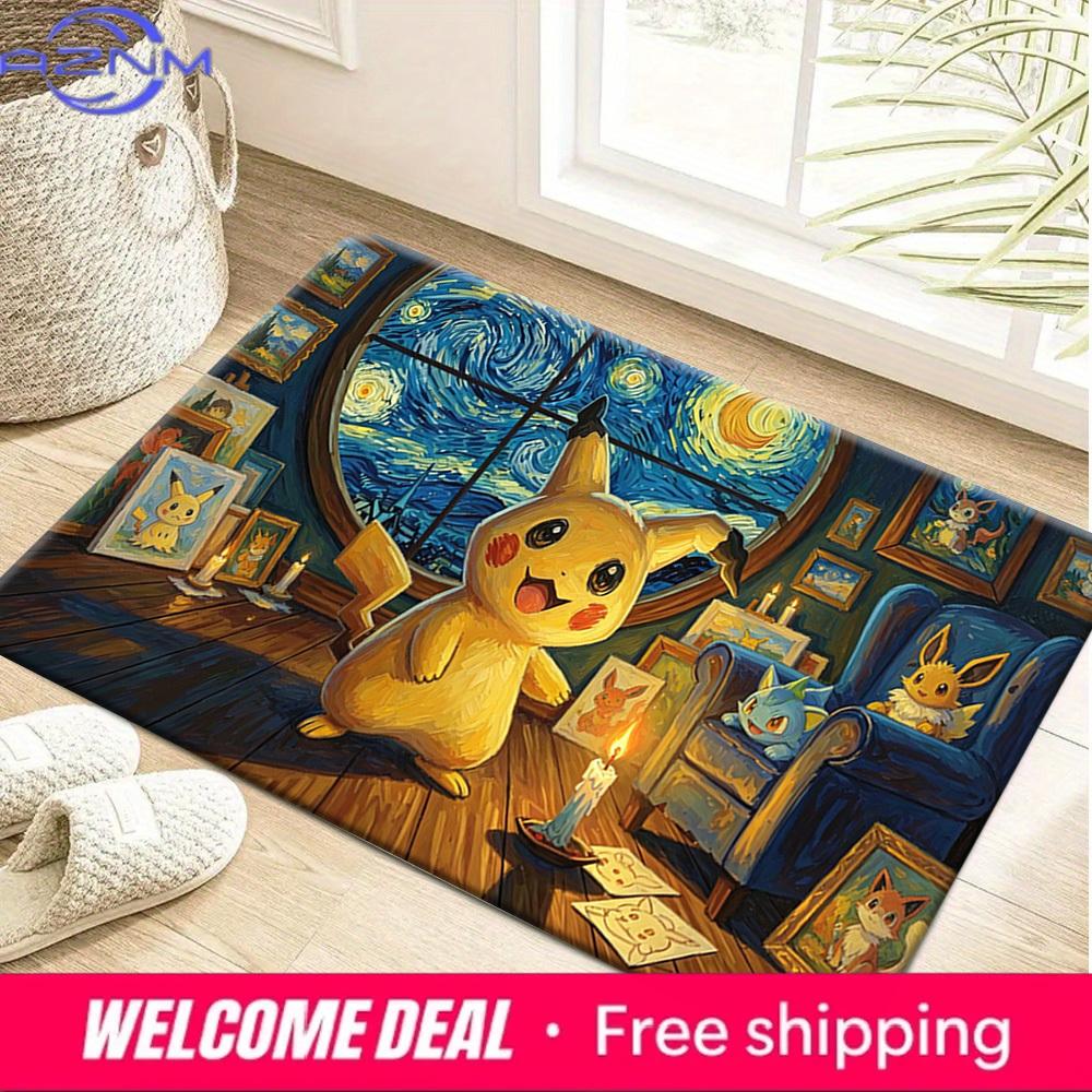 Starry Night Style Pikachu Print Non-Slip Floor Mat Doormat 40x60cm