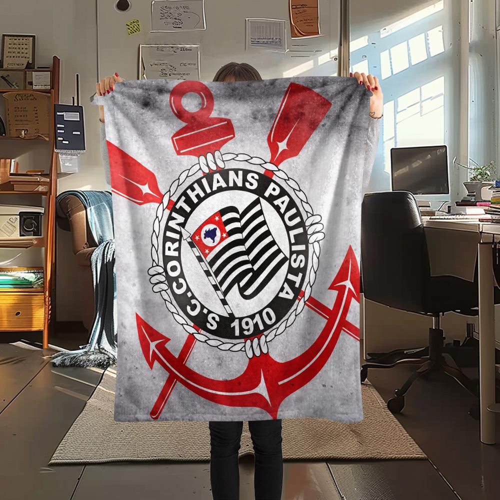Corinthians Paulista Print Flannel Blanket, High quality Comfortable for All Seasons, Home Decor, Warmth and Comfort