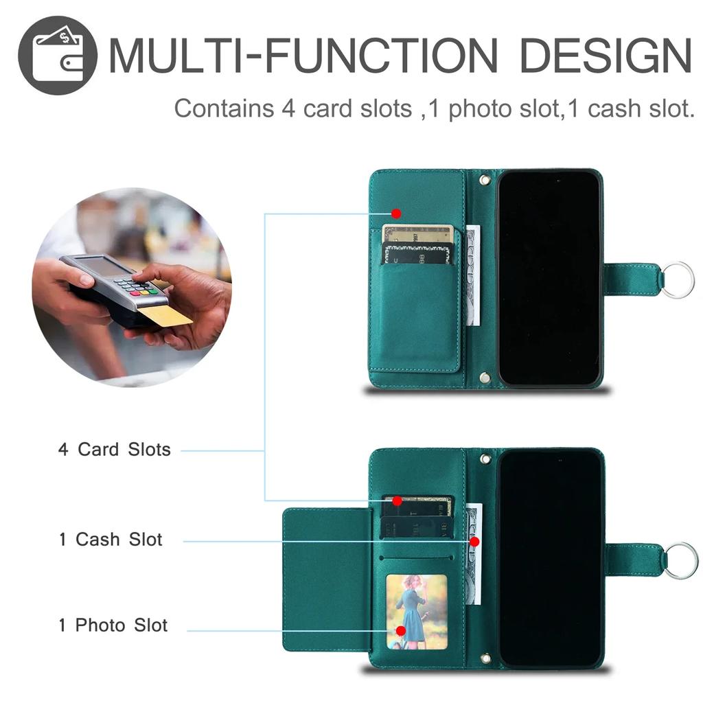 Long Lanyard Flip Leather Phone Case for Xiaomi Mi 15 Ultra 14T 13T 12T 11T Pro 5G Checked Pattern Wallet Card Bag Cover Coque