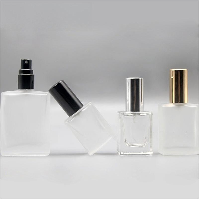 10/15/30ml Flat Square Frosted Glass Perfume Spray, Premium Refillable Travel Atomizer, Viral Essential