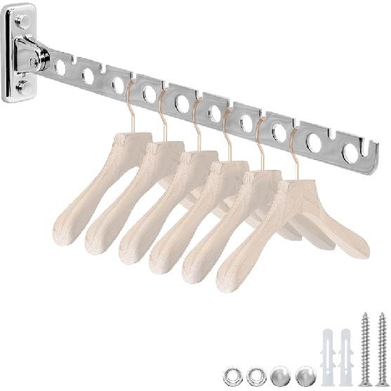 Wall Mount Coat Hanger,Folding Clothes Drying Racks,Sturdy Hanging Clothes Hanger,Laundry Room Drying Rack(10-Hole 1 Black)