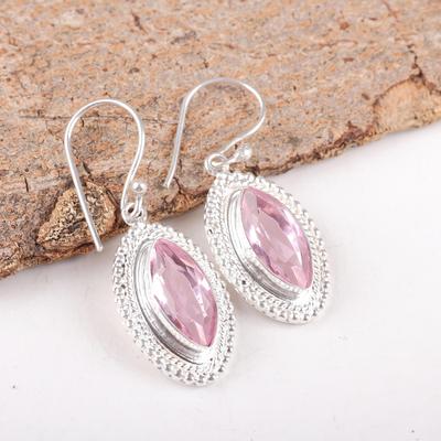 Pendientes de morganita, pendientes de plata de ley maciza 925 hechos a mano con piedras preciosas, joyería antigua, para regalo de compromiso