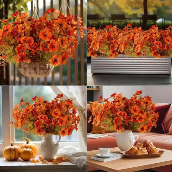 2/3/4/5/6/12Pcs Fall Artificial Flower 7 Fork UV Resistant Fake Flower Home Wedding Party Table Centerpiece Indoor Outdoor Faux Bloom Decoration