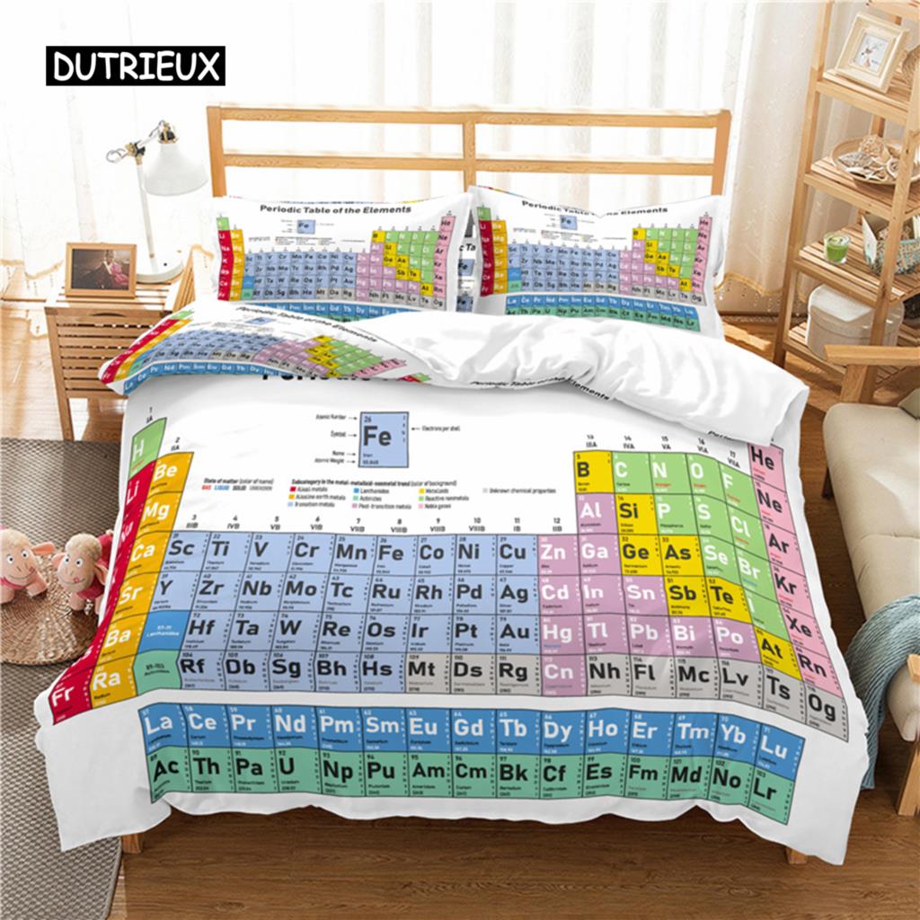 Periodic Table Duvet Cover Science Bedding Microfiber Chemistry Lovers Learning Decor For Kids Teens Adults