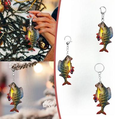 Porte-clés Pendentif Poisson Acrylique Coloré - Ornement de Voiture Amusant & Décoration de Noël