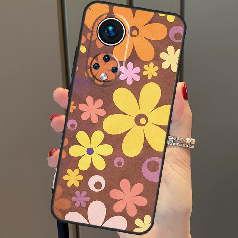 Groovy Flowers Hippie Bohemian Floral For Huawei P40 Lite P20 P30 Pro Nova 9 Nova 5T P Smart 2019 Case For Honor 50 8X 9X 10i