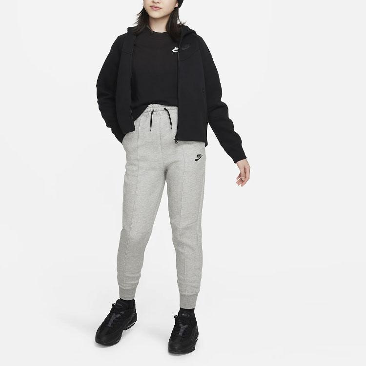 Nike Sportswear Tech Fleece Logo Print Hooded Zip-Up Sweatshirt Kids Tops Black FD2979-010