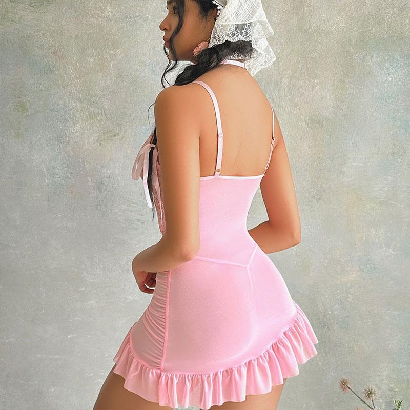 Dress Style Lingerie Set Transparent Bra Underwear Erotic Night Dresses Fancy Bras Steel Ring Push Up Women's Delicate Pajamas