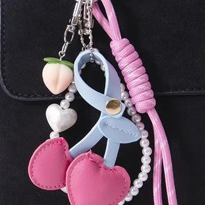 Fun Resin Fruit Key Pearl Chain  Series Leather Cherry Bag Pendant Fashion Backpack Accessories