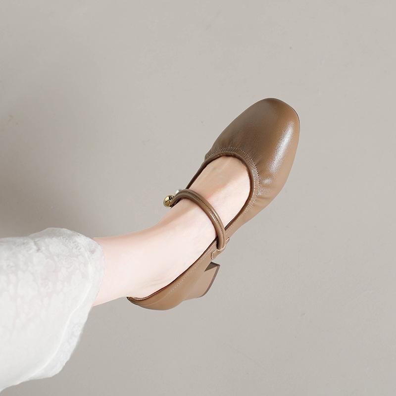 French Mary Jane Women's Shoes 2025 New Autumn Temperament Not Tired Feet with Skirts Thick Heels Single Shoes Beautiful High Heels