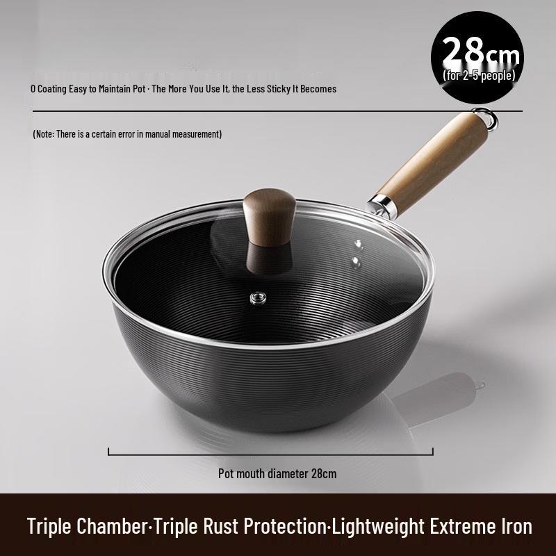 Imported Refined Iron Wok with Tempered Lid