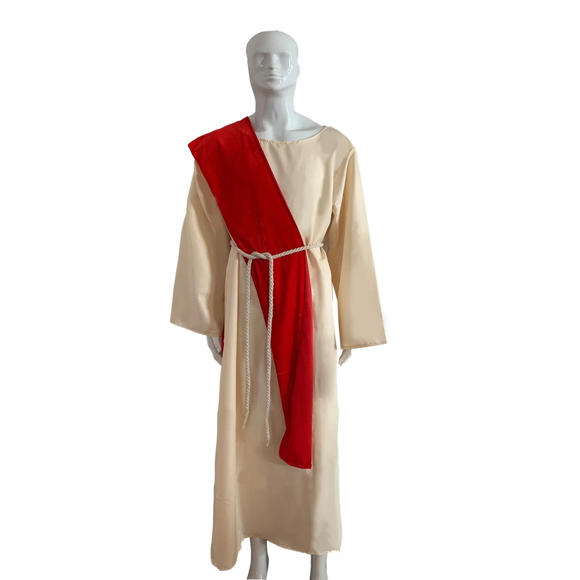 

Adult Men Roman Priest Monk Jesus Christ Halloween Anicent Greek Costume Adult Religion Nun Toga Gown Robe Catholic Outfit For XXL