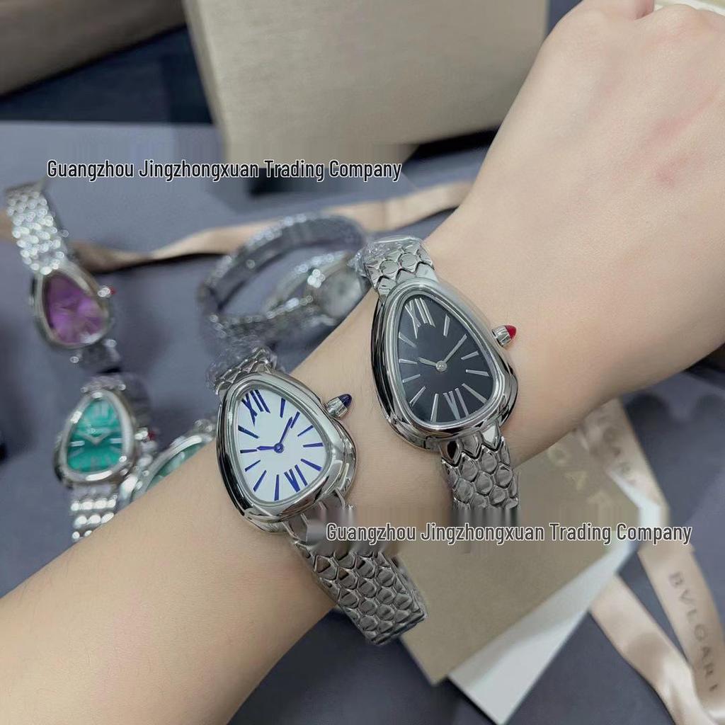 Gilded Snake Shadow Women's Quartz Watch with Fashionable Snake-Shaped Steel Band