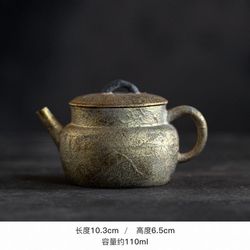 

110ml Handmade Gold Color Baked Silver Foil Teapot Vintage Tea Infuser Pot Tea Brewing Kettle With Filter Drinkware Decoration