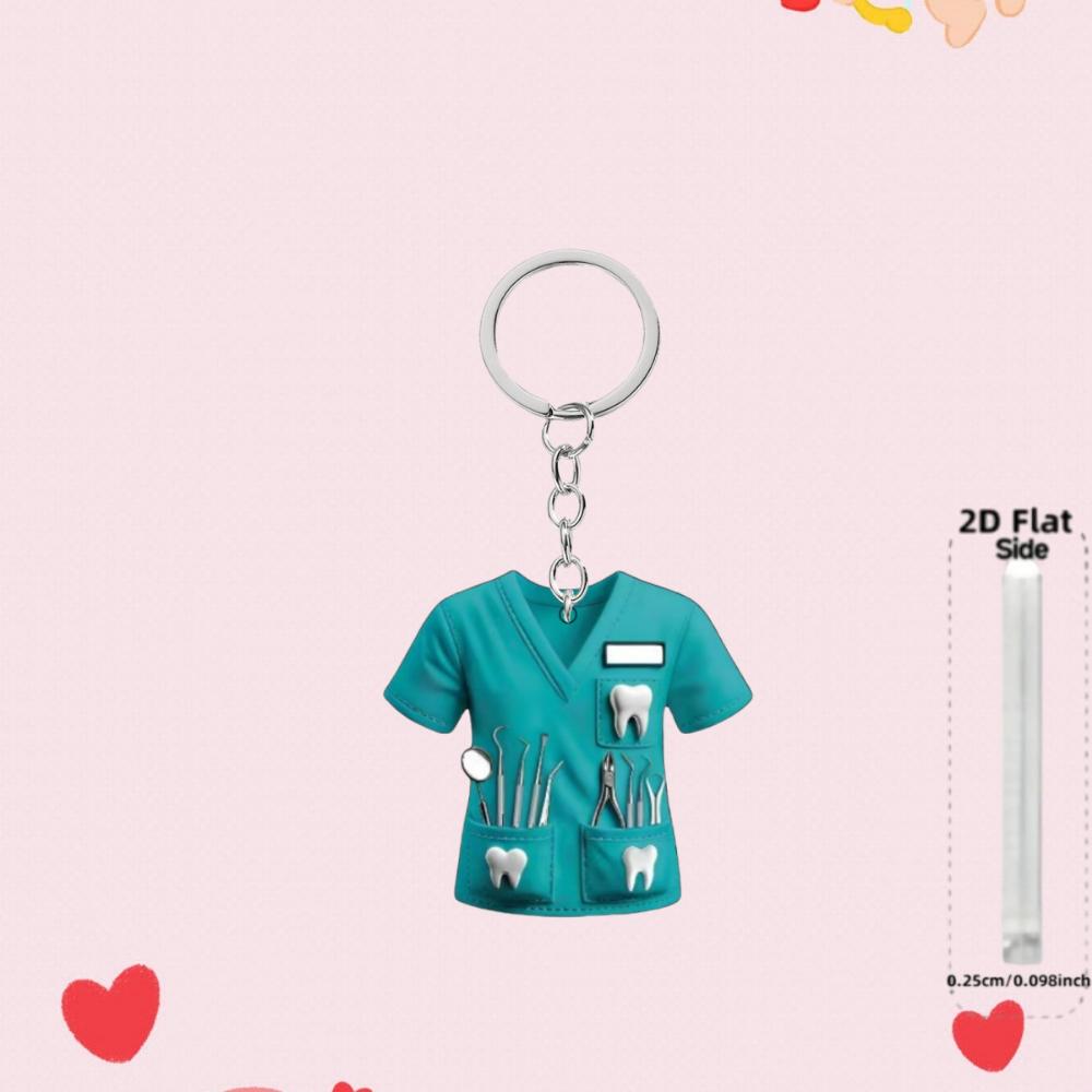 2D Flat Nurse Uniform Shape Car Pendant Christmas Tree Decoration Acrylic Flat Keychain Jewelry Pendant