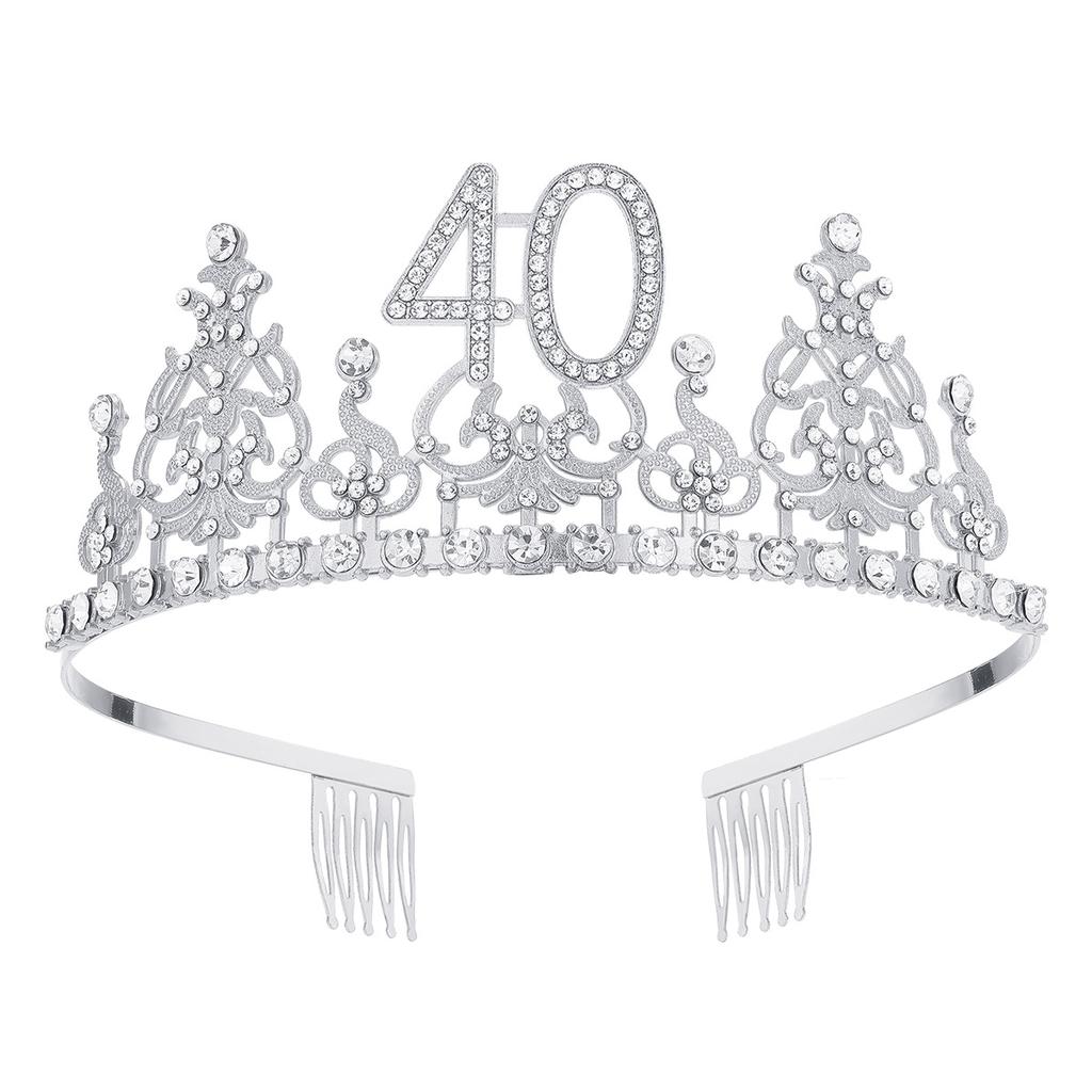 Fashion Alloy Digital Crown With Diamond Tiara 18Th Birthday Party Pearl Alloy Headband