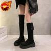 Women's Flip-Fold Thick Sole Over-The-Knee Chelsea Boots  Autumn/Winter New Chunky Heel Slimming Design Comfort Shoes