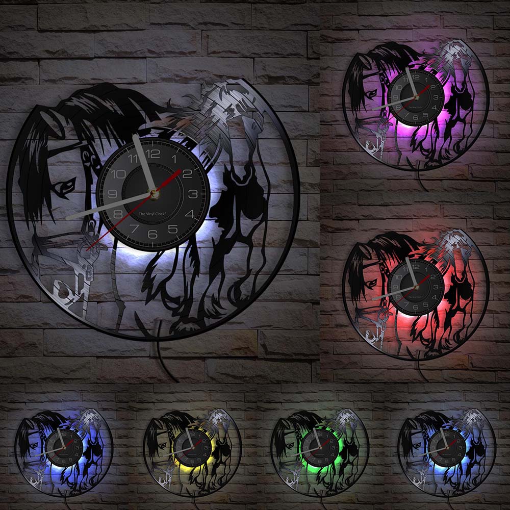 Galloping Horses Wall Art Interior Design Wall Clock Vinyl Record Clock Home Decor Mustang Wild Horse In The Wind Horse Gift