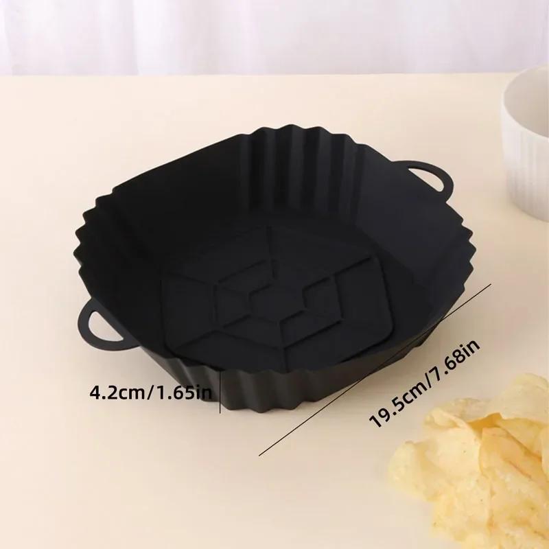 1 stück Silikon Luftfritteuse Korb Ofenform Backblech Pizza Gebratenes Huhn Korb Rund Quadratisch Wiederverwendbare Pan Liner Zubehör