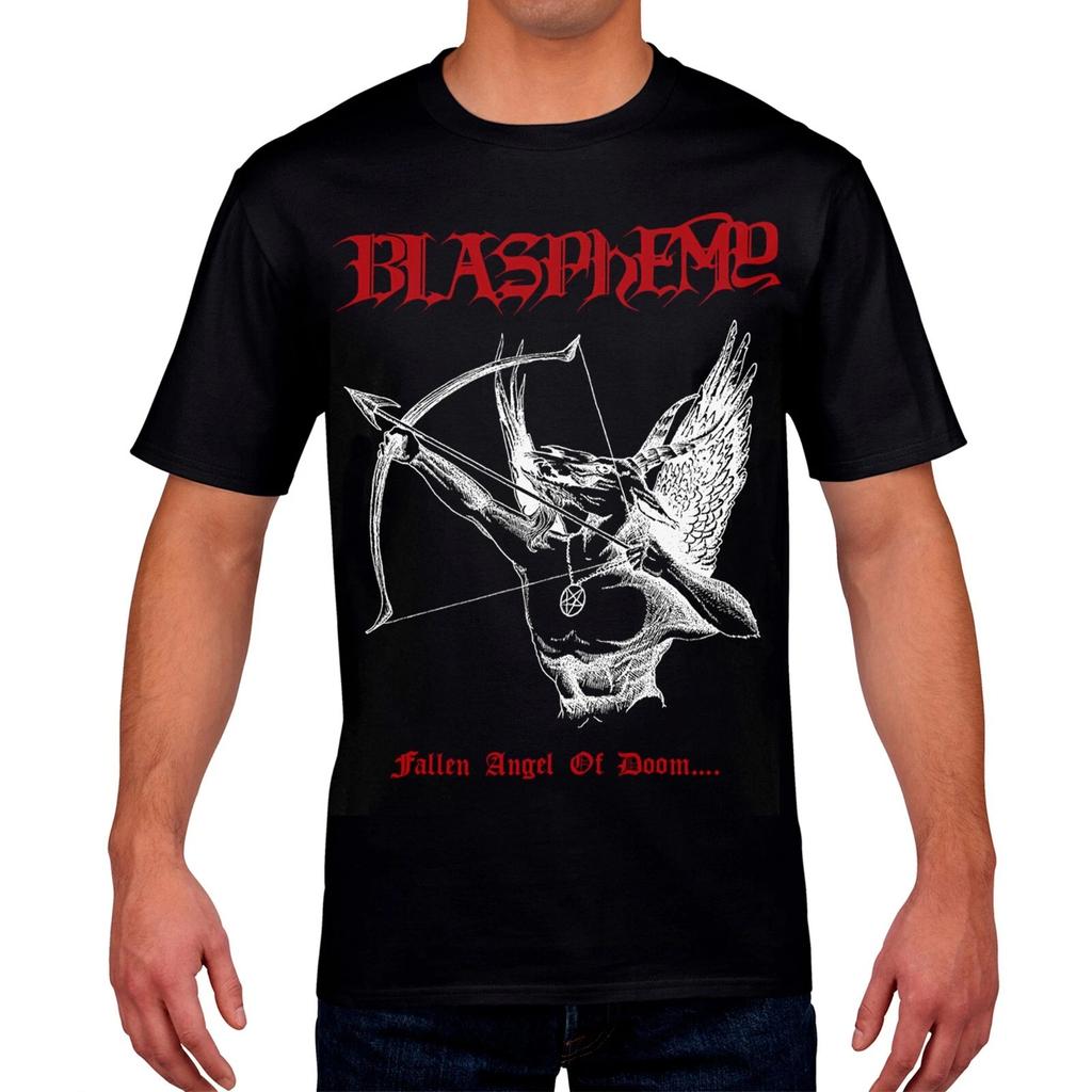 Blasphemie T-Shirt Gefallener Engel des Verderbens 1990 Black Death Metal War Metal Sommer Baumwolle Herren Damen T-Shirts Streetwear Lässig Hip Hop