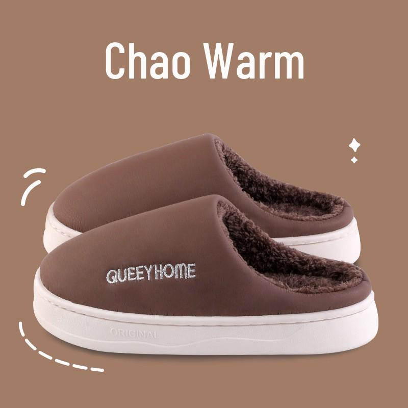 Men's and Women's Winter Waterproof Cotton Slippers - Non-slip, Thick-soled, Covered Toe, Indoor/Outdoor Wear