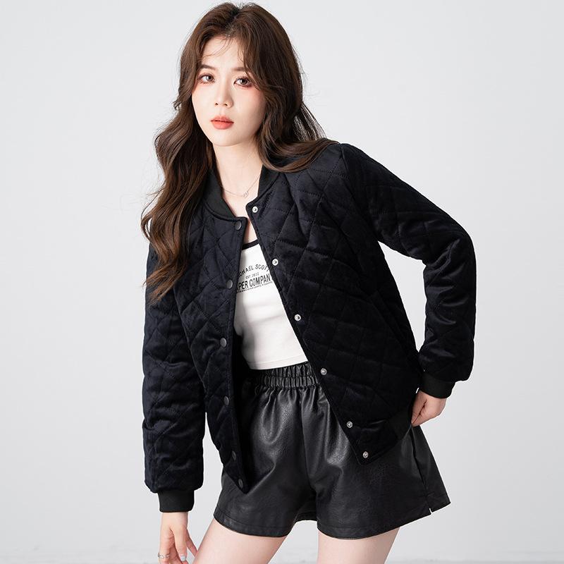 Baseball Jersey, Cotton Jacket, Women's, 2025 Autumn and Winter New Style, Simple, Fashionable, Versatile Gold Velvet, Loose Cotton Jacket Jacket