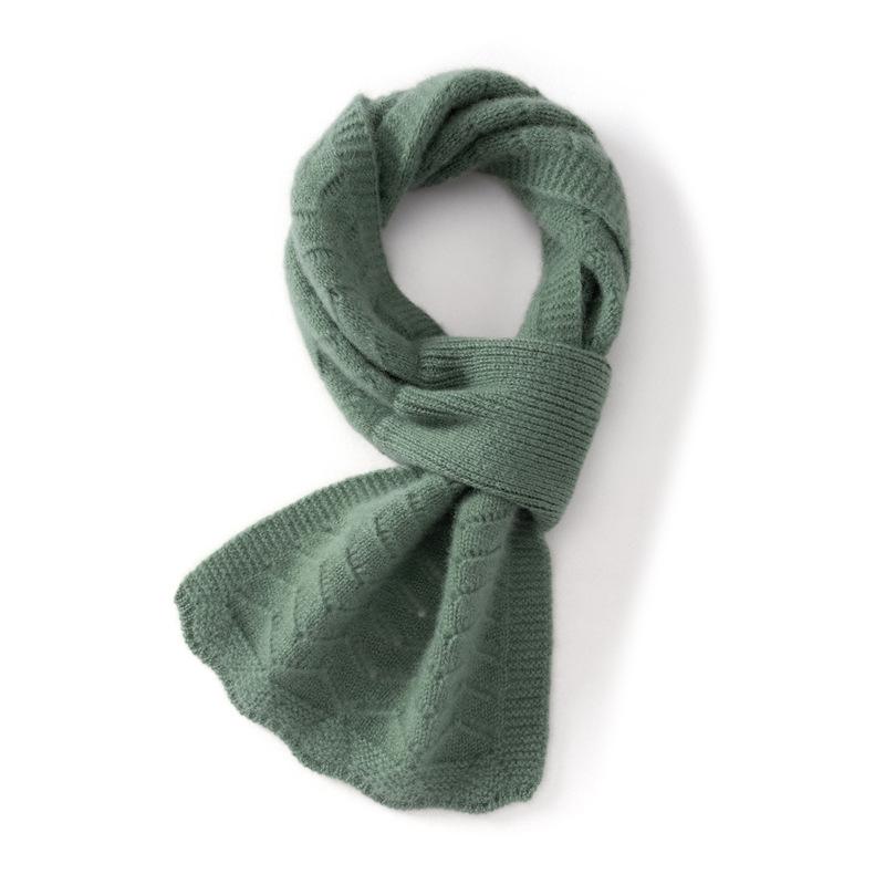 Women's 100% Pure Cashmere Scarf - Hollow Knit Solid Color, Warm & Versatile Neck Warmer