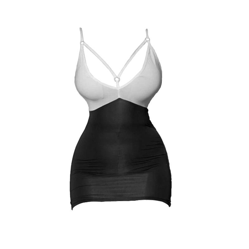 1Pc Bodycon Babydoll Polyester Fiber Night Dress Mini Dress Clubwear Lady's See Through Sleeveless