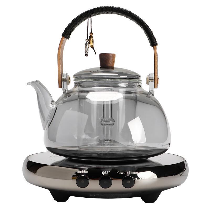 Transparent Glass Steaming Teapot Set with Electric Cooker