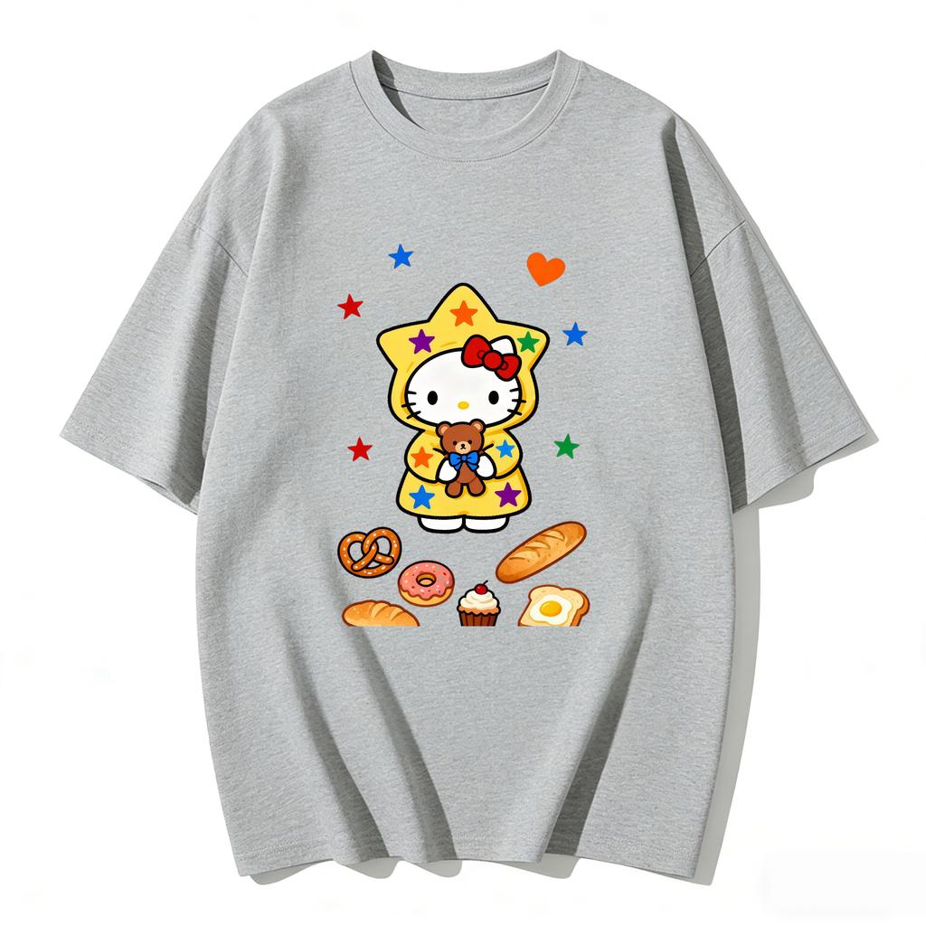 2026 Hello Kitty Tee soft cotton short sleeve crew neck cute print lightweight summer top for Women daily casual wear