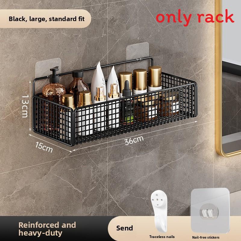 Modern Minimalist Bathroom Wall Shelf With Carbon Steel Material For Storage And Organization