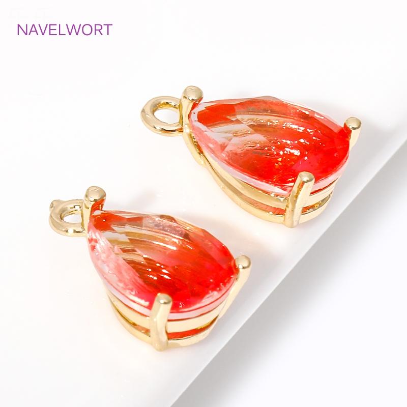 7mm*13mm 18K Gold Plated Glass Crystal Waterdrop Charms For Earrings Making,Pendants For Jewelry,DIY Earring Charms Finding