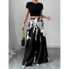 2026 Spring/Summer Women's Fashion Black and White Printed Slimming Casual Wide-Leg Pants