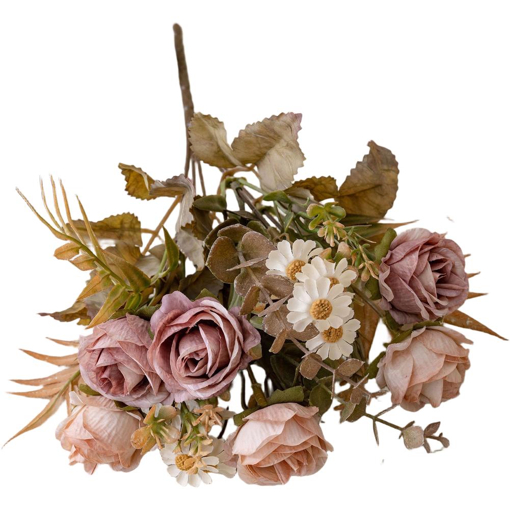 Artificial Rose Bouquet Fake Floral Ornament Complete Set Arrangement